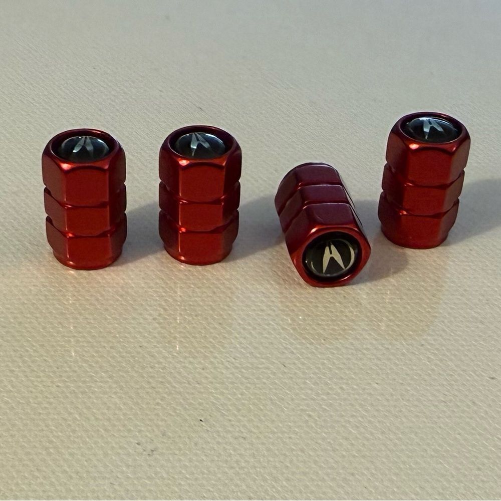 Acura Valve Stem Caps in Red Set of 4 NWT - Picture 3 of 4